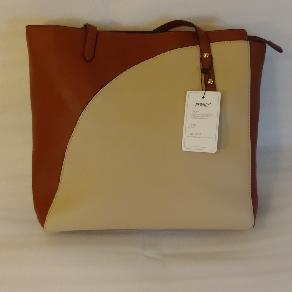 NEWHEY Wine and Beige Totes with Gold Hardware - Picture 2 of 8